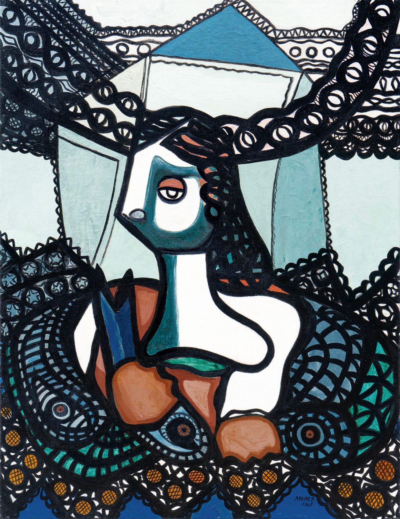Amelia PelÃ¡ez (1896â  1968)
Woman with Fish | Mujer con pez, 1948
oil on canvas | Ã³leo sobre lienzo, Col. Cernuda Arte
