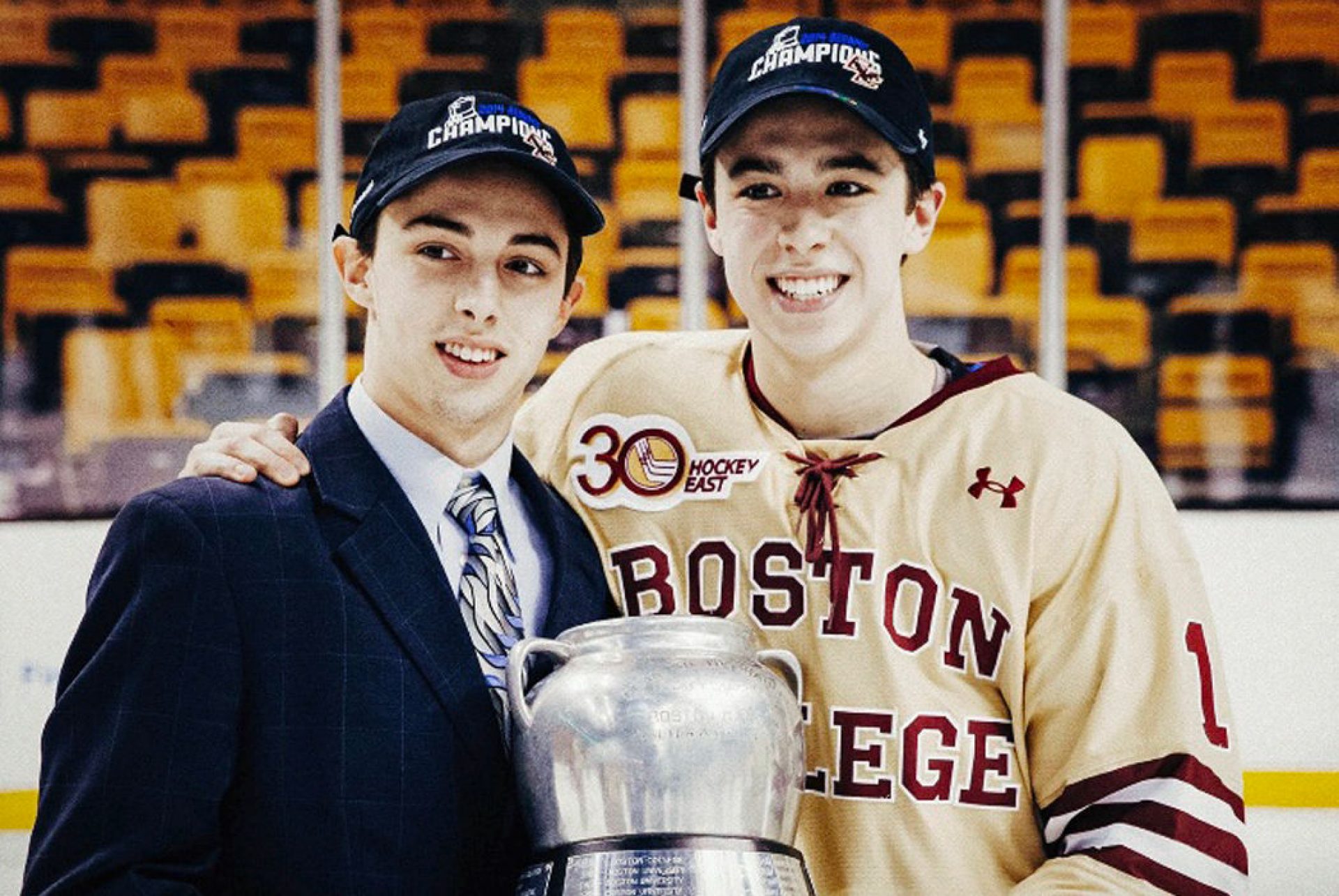 the brothers, one in a BC hockey uniform