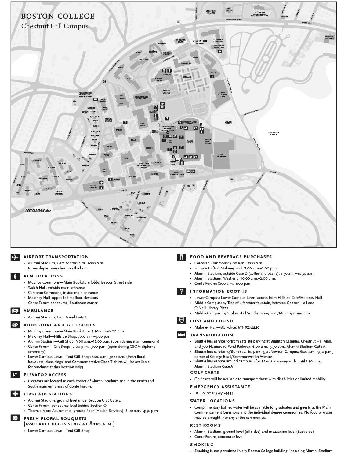 campus amenities map for Commencement 2024