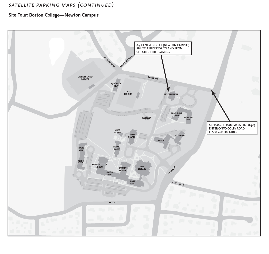 Newton satellite parking map for Commencement 2024
