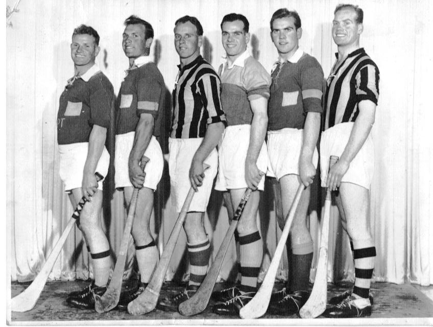 The six Morrissey brothers from Ballycrinnegan, St Mullins. Mick is the only native of Carlow to have won an All Ireland hurling medal, doing so with Wexford.