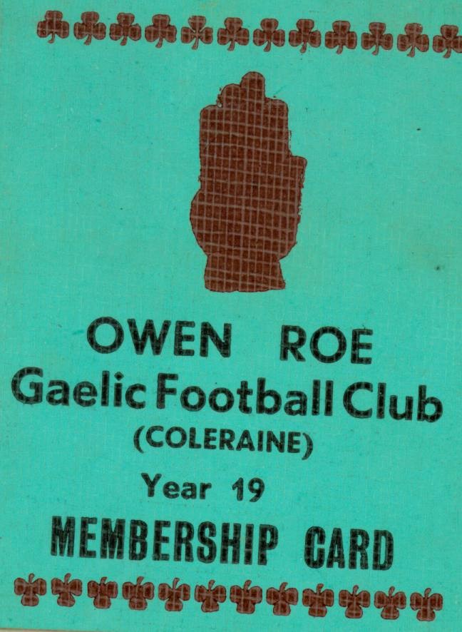 A membership card from Owen Roe GFC from c.1950s