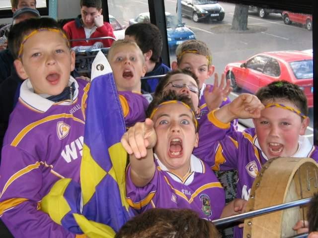 Young Kilmacud supporters take the bus to Parnell Park, c. 2005.