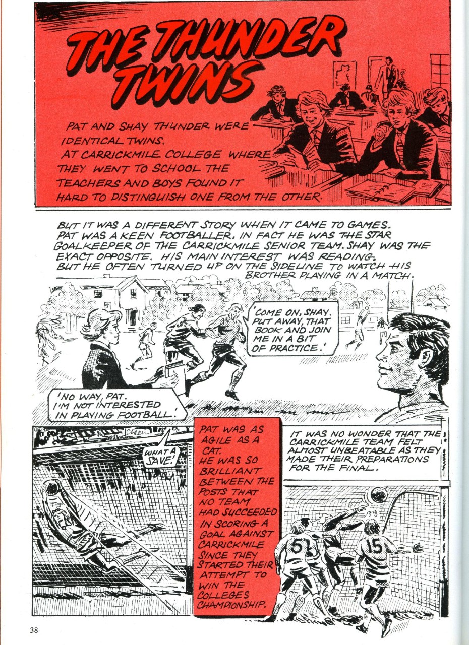 The Thunder Twins: An extract from a comic strip about identical twin brothers, published in the Gaelspórt GAA Annual, 1983.