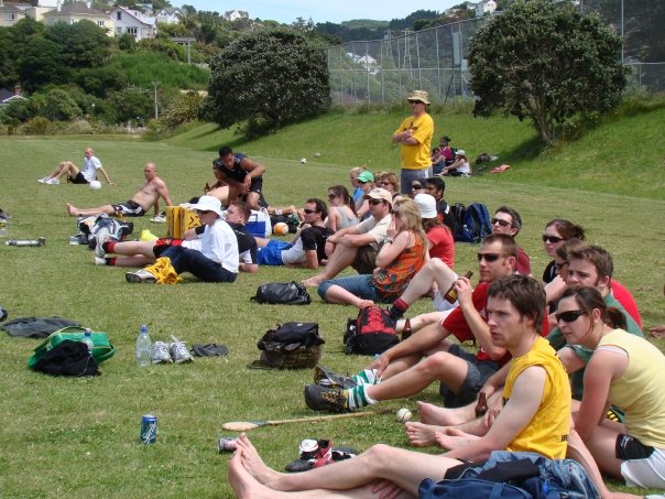Spectators soak up the atmosphere at the final of a sevens competition run by Wellington GAA Club on the 14th Dec 2008.