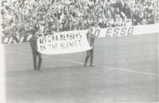 Protests such as this were common at GAA matches across Ireland during the hunger strikes in the North.