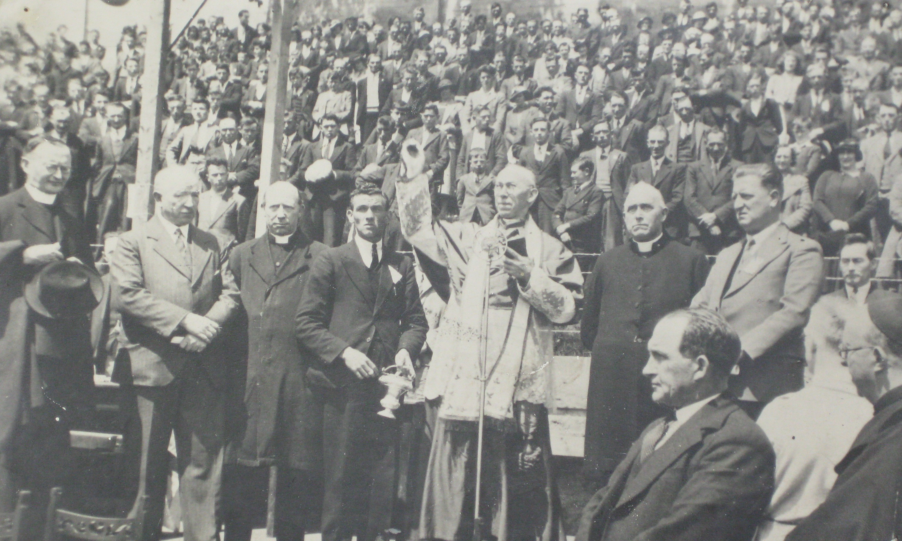 The opening of Fitzgerald Stadium, Killarney, in 1936 illustrated the close links between the Catholic Church and the GAA. The ground was first blessed by Dr O'Brien, Bishop of Kerry, then officially opened by Archbishop Harty, Patron of the GAA.