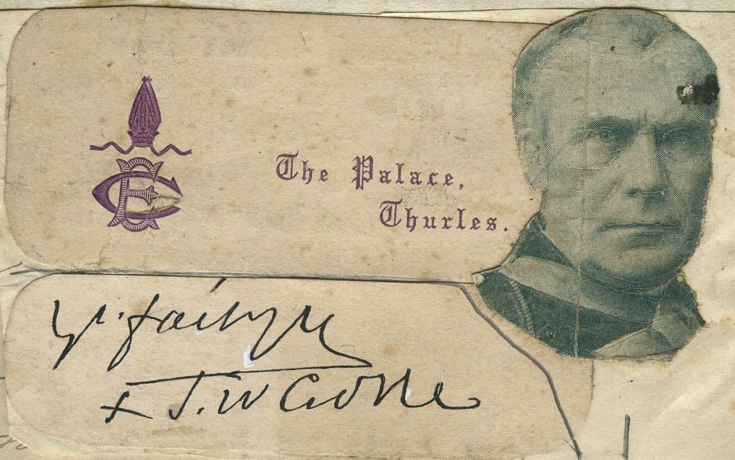 The picture and signature of Archbishop Croke of Cashel, on his headed paper. Croke agreed to become one of the three original patrons of the GAA in 1884, alongside Michael Davitt and Charles Stewart Parnell.
