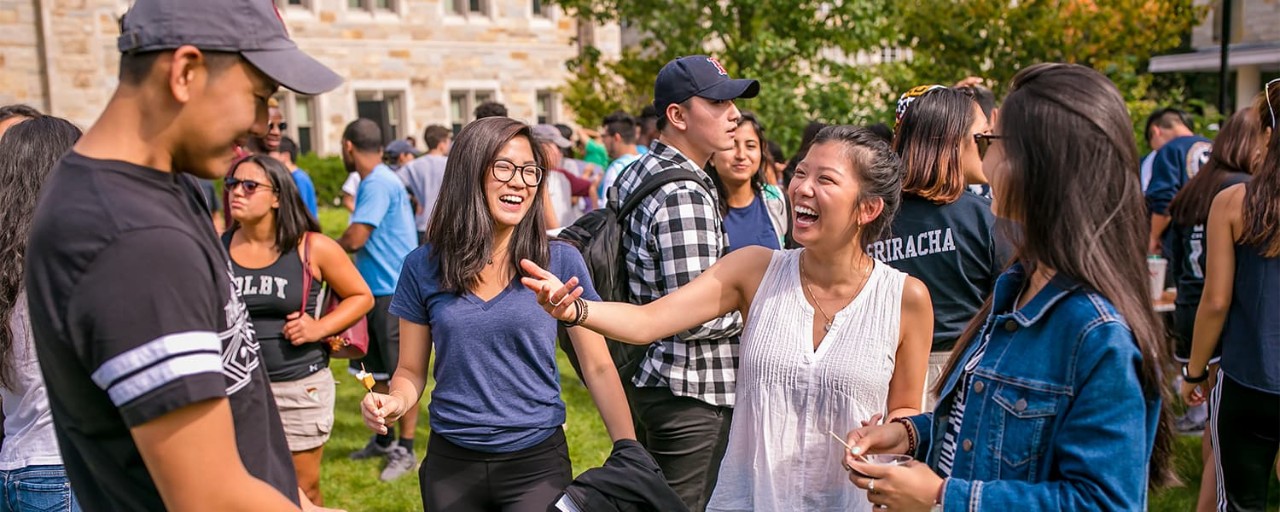 group of students laughing