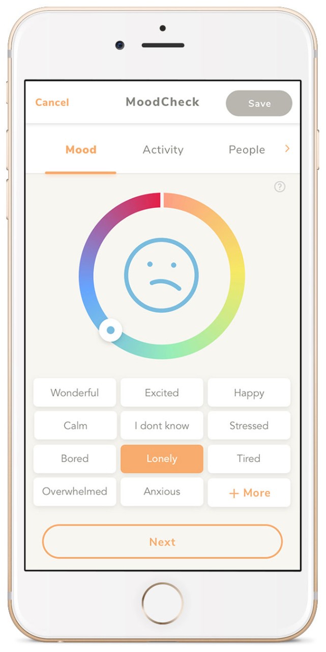 screenshot of iphone showing Welltrack app