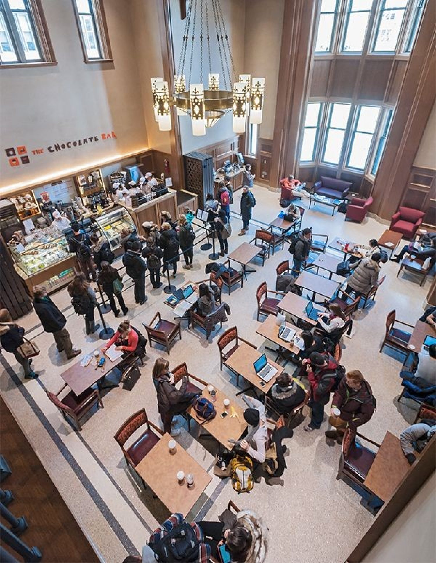 aerial view of a cafe