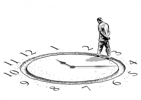 illustration: walking on a clockwise on a clock