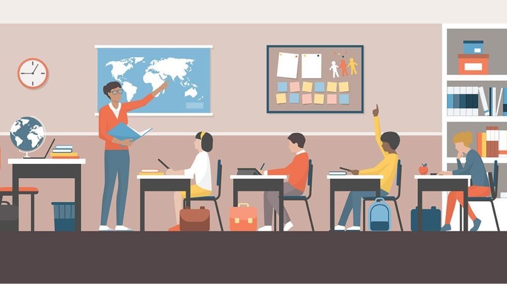 illustration: students in a classroom 
