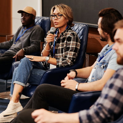 Speaker at a community event