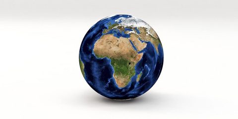 Globe showing map of Africa