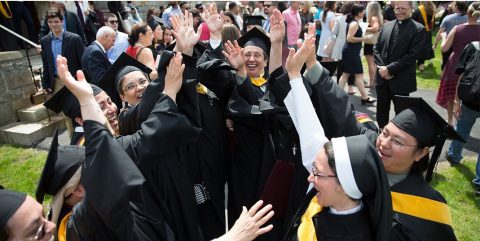 Latin American women religious in cap and gown