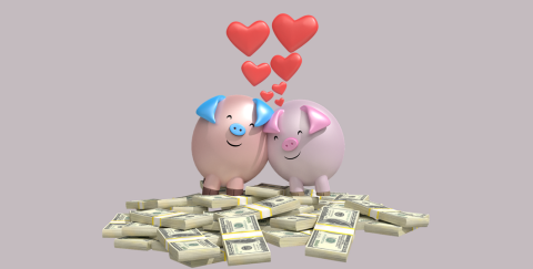 piggy banks with hearts