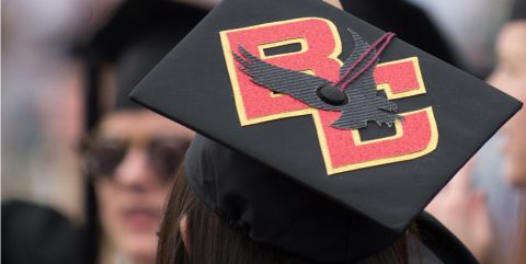 graduation cap with 'BC' design