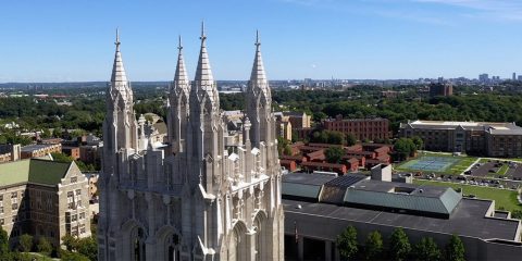 An aerial view of campus 