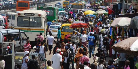 A crowded street in Ghana