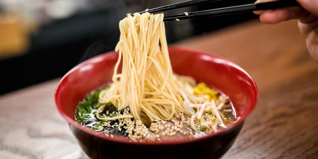 Ramen Pop Up dinner special meals in Walsh Hall function room photographed for Dining Services who hired Chris to photograph.