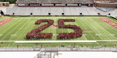 Class photo in Alumni Stadium