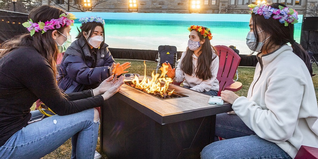 students at firepit