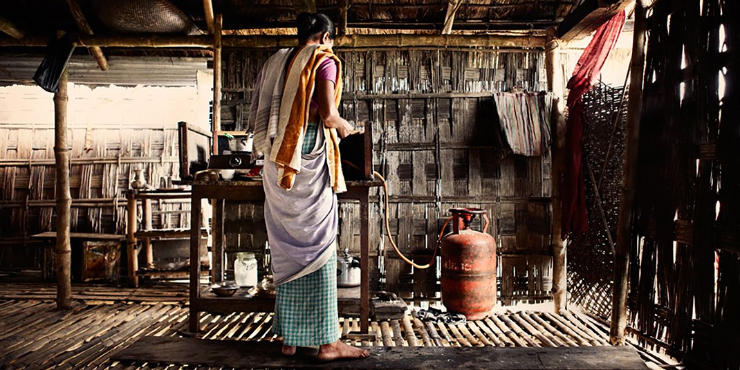 A woman cooking in India