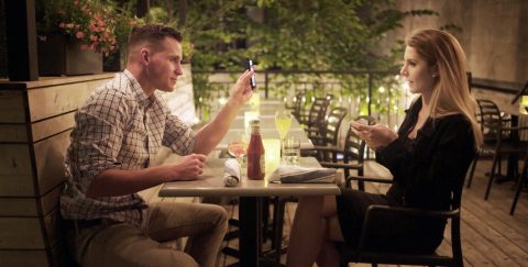 Documentary still of couple speaking