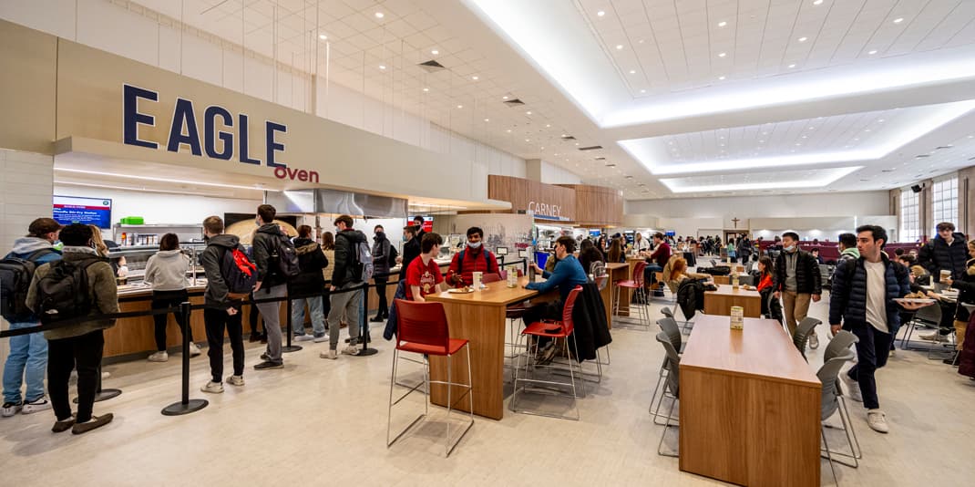 Students at Carney dining hall 