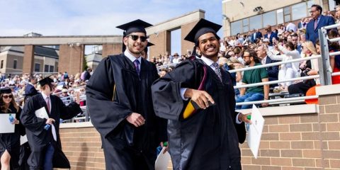 Graduates in cap and gown