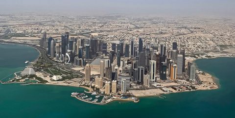 aerial view of Doha, Qatar