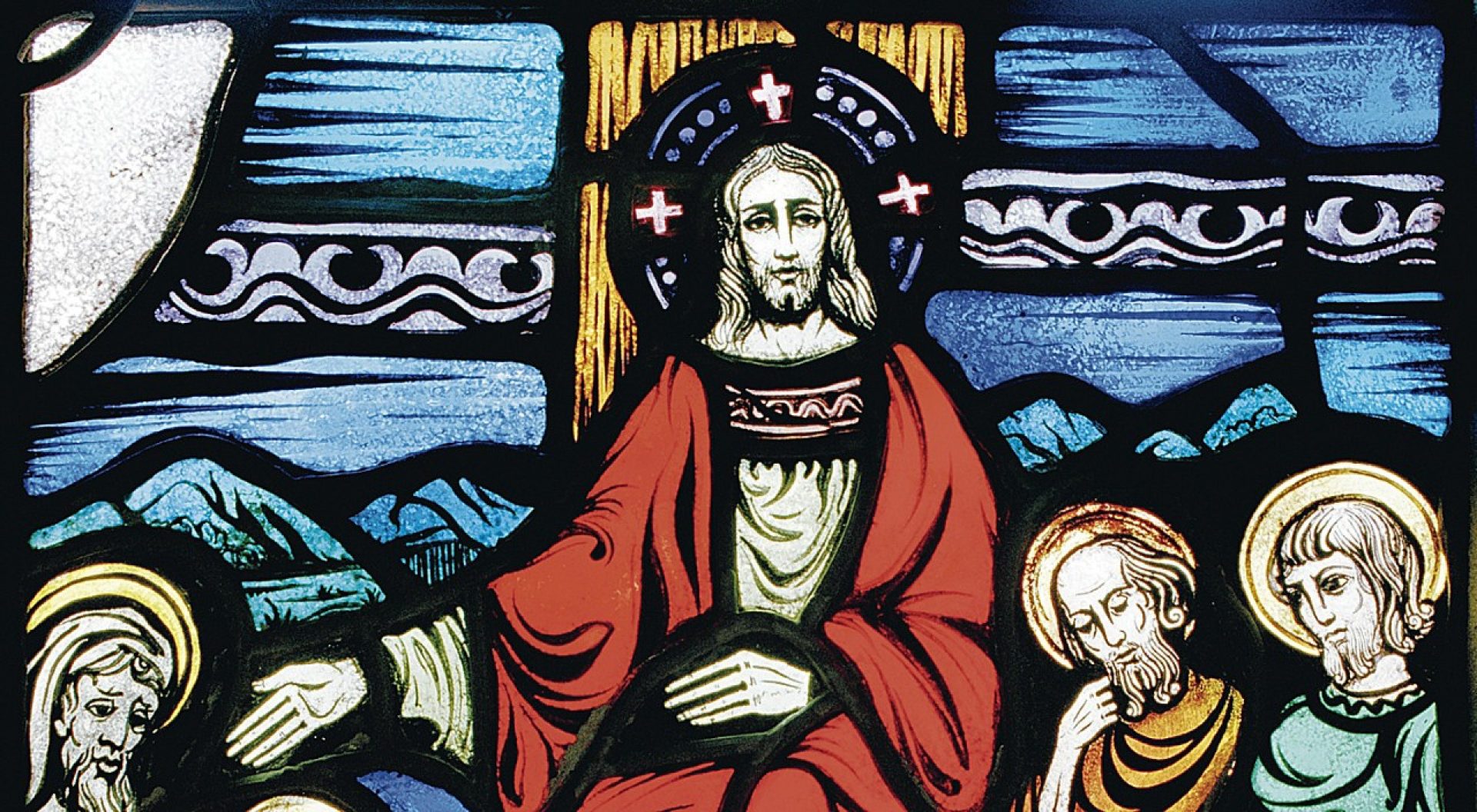 stained glass image of Christ