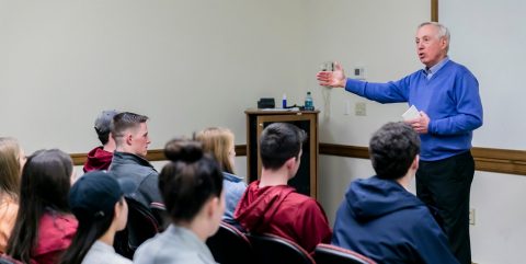 Jerry York with students