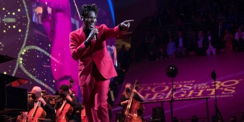 Jon Batiste on stage at Pops on the Heights