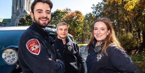 Students in EMS shirts