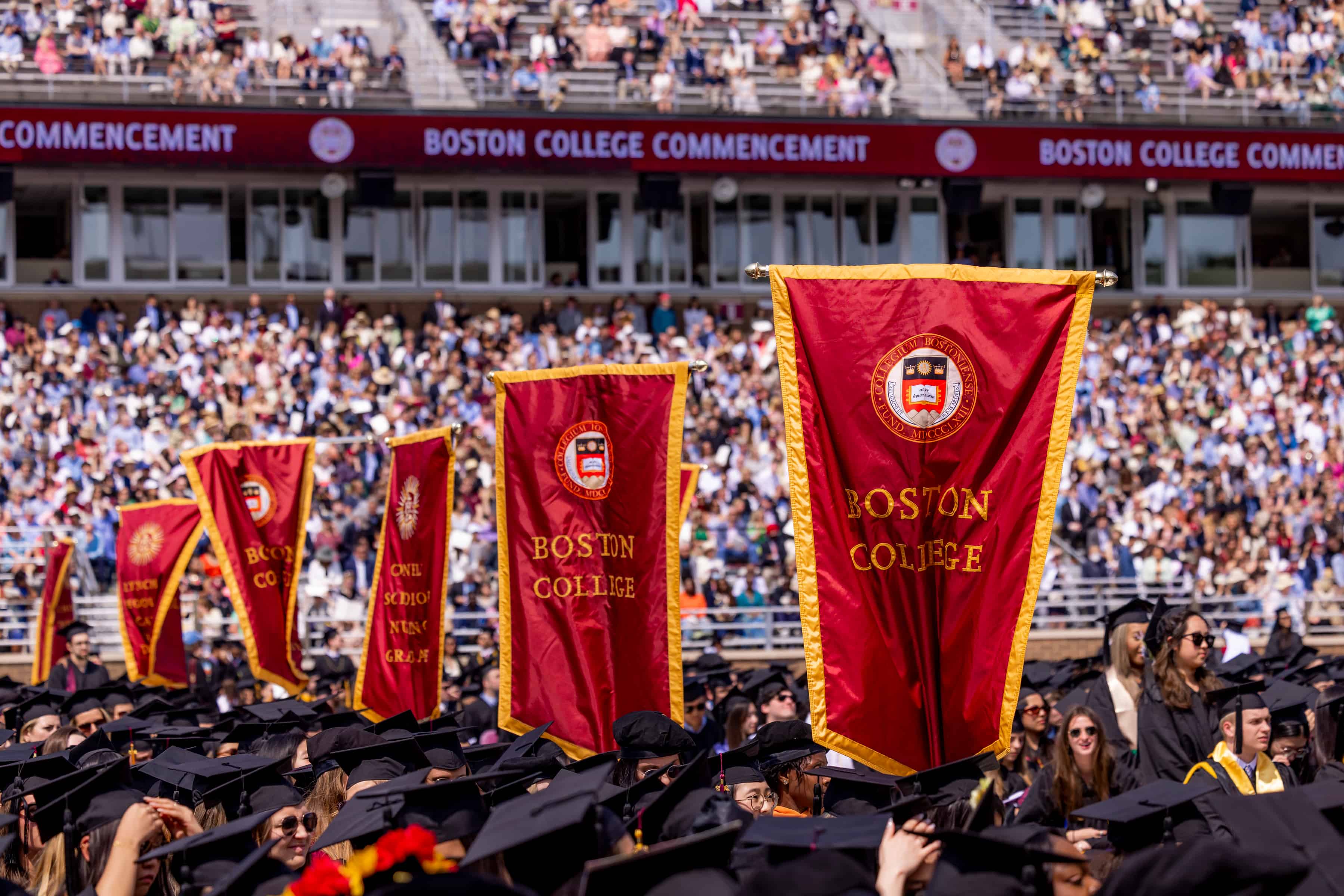 Boston College banners at Commencement