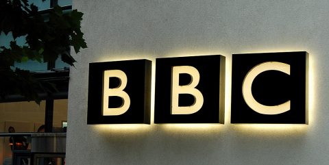 Signage on the BBC office in Leeds