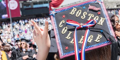 'Boston College' embellished mortarboard