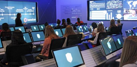 Participants in Cyber Day 4 Girls, hosted by IBM Security and Boston College