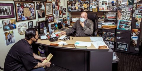 Fr. Gregory Boyle talking in his office
