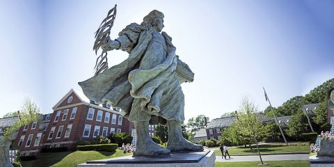 Thomas More statue on Newton Campus
