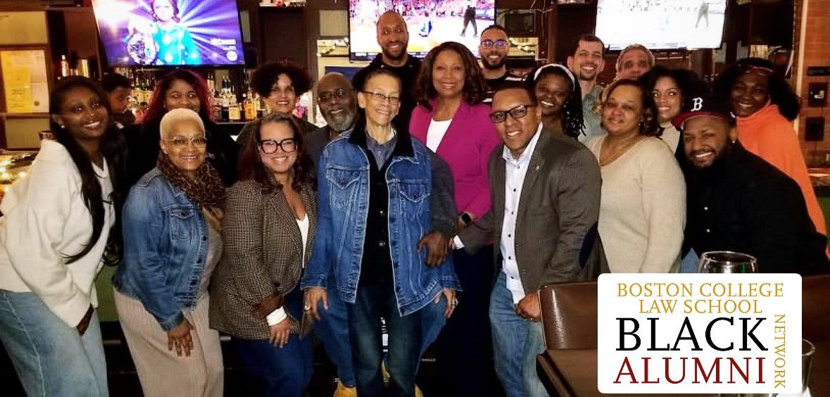 Back row: Allyson Christian, Chinyere S Okogeri ‘21, Maze Rothstein ‘85, Judge (ret.) Leslie Harris ‘84, Alain Mathieu ‘17, Allison Cartwright ‘92, Zane Fernandes ‘21, Travis Salters ‘23, Ron Gonzales ‘91, Jameel Moore, Teresa Wilson Coney; Front Row: Alisa Drayton ‘02; Arianne Waldron ‘15, Beverly Harris, Sean Fontes ‘00, Toiya Taylor ‘00, D’Andre Fernandes ‘10
