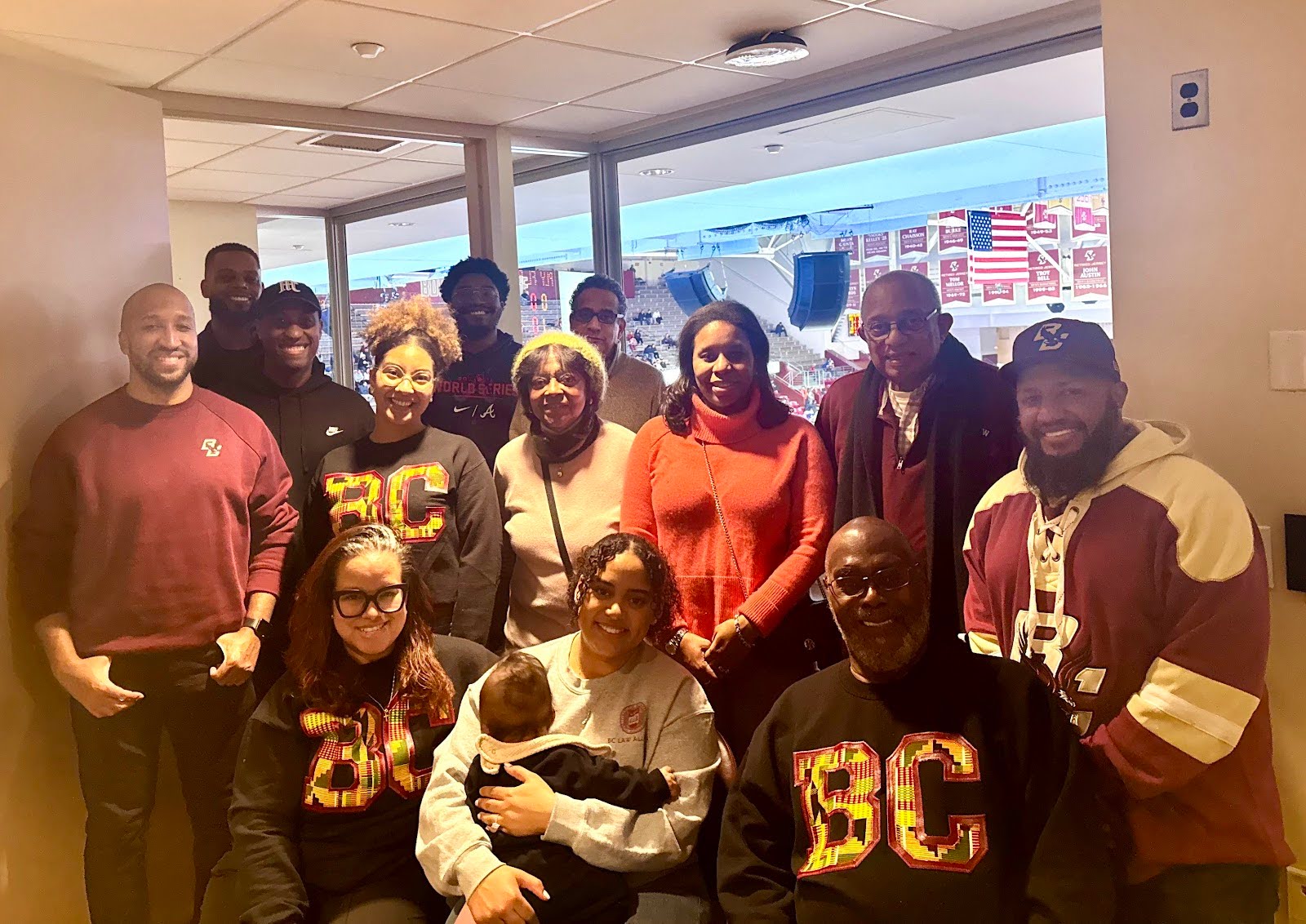 (L-R): 3rd row: Jason Leslie Harris , Cusaj Thomas ‘19, friend of BAN, and Ron Gonzales ‘91; 2nd row: Alain Mathieu ‘17, Vanessa Lawrence ‘22, Evelynne Swaggerty ‘84, Eleanor Williams ‘06, Judge (ret.) Wilbur Edwards ‘84, and D’Andre Fernandes ‘10; 1st Row: Arianne Waldron ‘14, Rayne Mahfood ‘24, and Judge (ret.) Leslie Harris ‘84