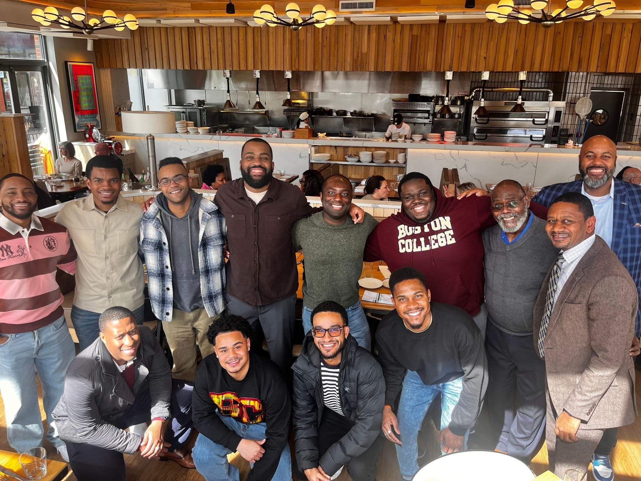 Standing/Back row: Staniel Brutus '26, Joshua Williams '26, Justin Martin '27, Jackson Canady '27, Mitchord Cope-Hobbs '27, Ervin Williams, Jr. '27, Hon. Leslie Harris '84, Damon Hart '99, Shawn McShay, Asst. Dean, Admissions Front row: Cusaj Thomas '19 , Brian Leon '27, Fax Victor '25, Francis Lubega '26.