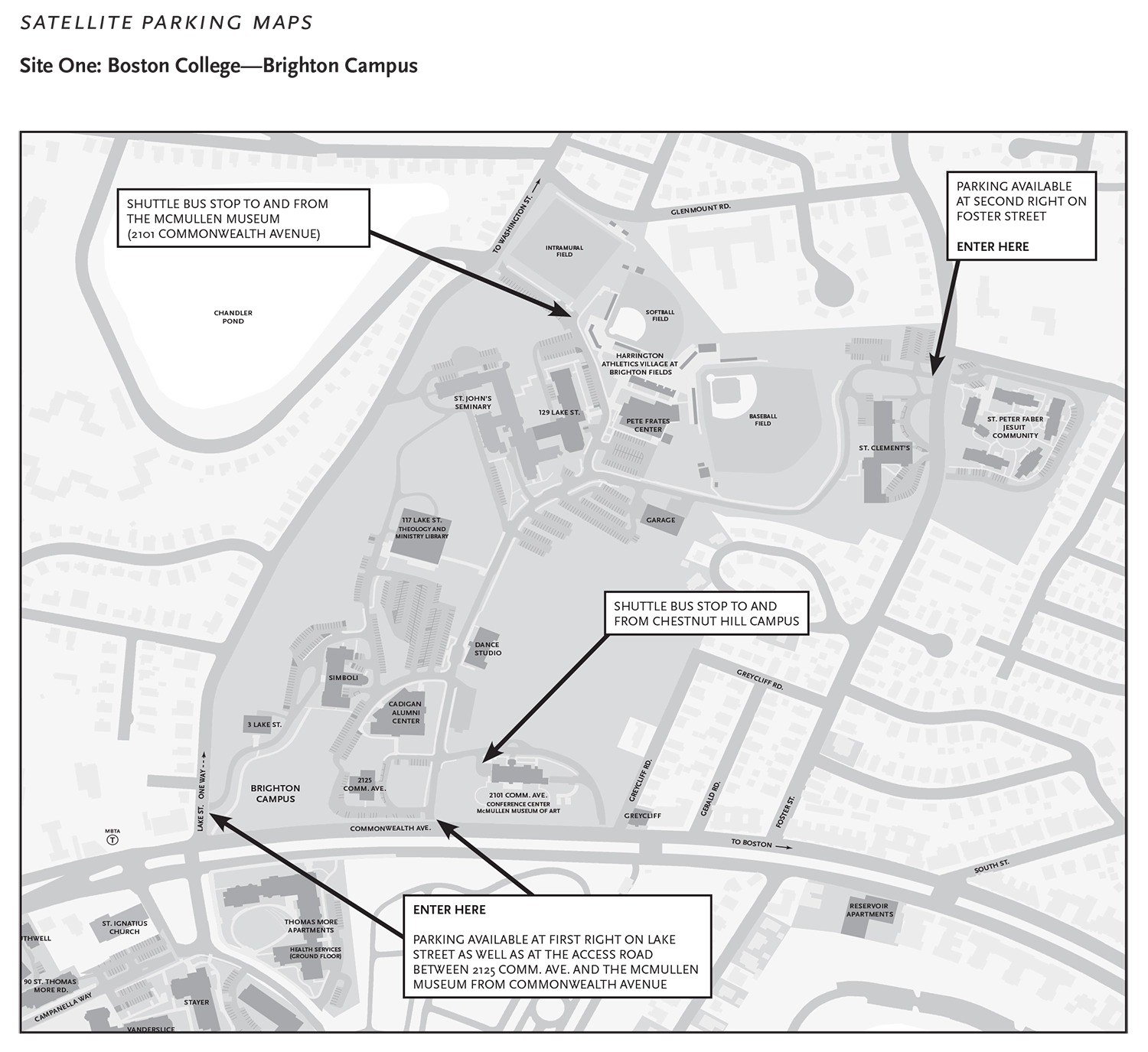 Brighton satellite parking map for Commencement 2025