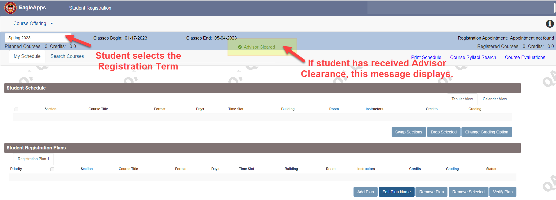 screenshot highlighting Advisor Cleared message