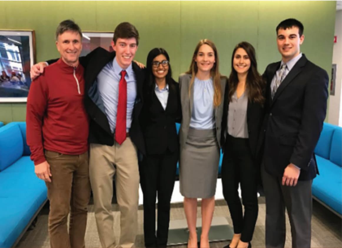 From left to right: Edward Taylor (faculty advisor), Andrew Breckel, Nikita Patel, Ellen Ubl, Marissa Cohen, and Ryan Pierpont.