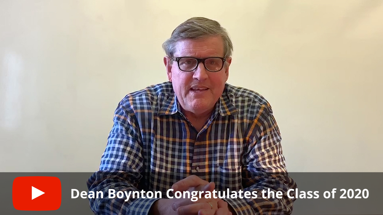 Screenshot of Dean Boynton's congratulations video