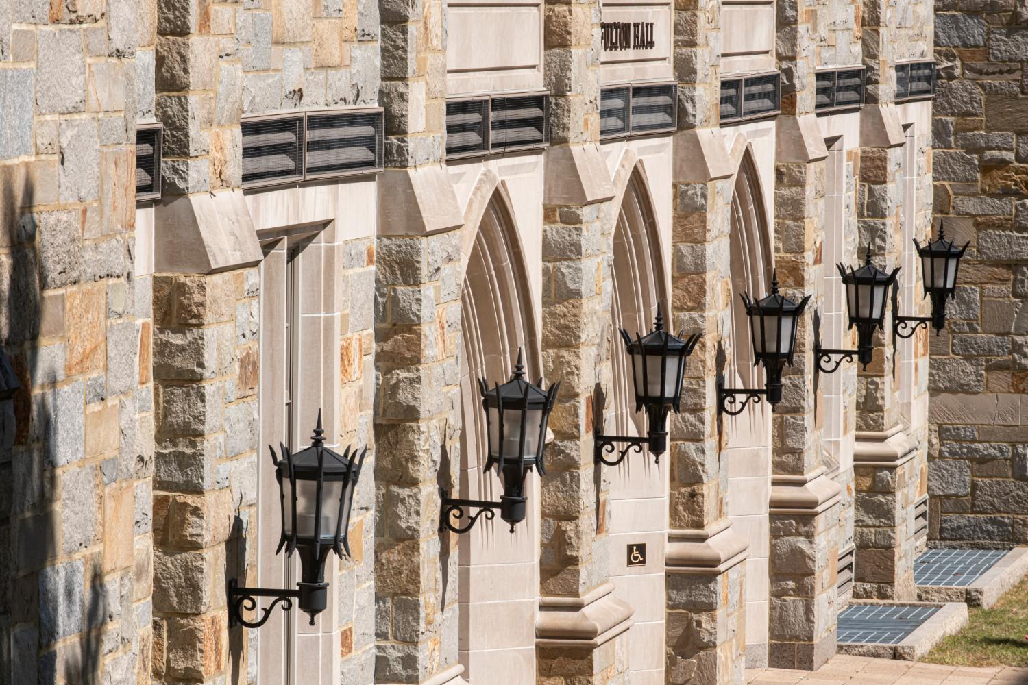 Lamps outside of Fulton Hall